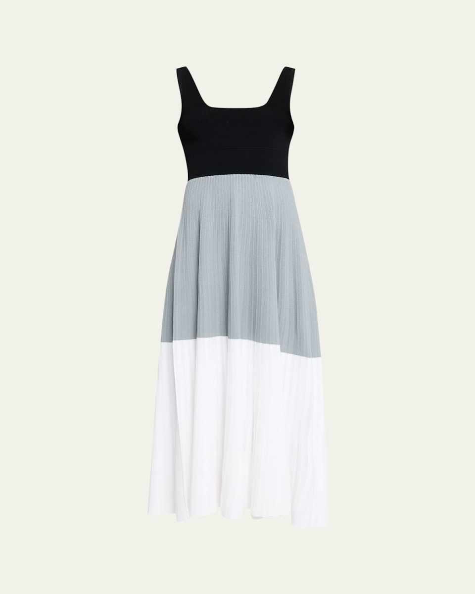 Color Block Square-Neck Midi Dress